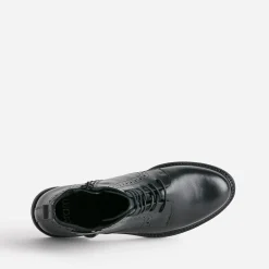 Bottine noire cuir détails perforés