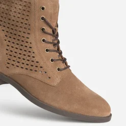 Bottine taupe cuir velours à lacet