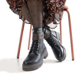 Bottine TEXTO noire et marron