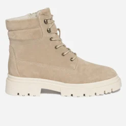 Bottine TEXTO taupe éco-conçue en cuir velours