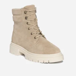 Bottine TEXTO taupe éco-conçue en cuir velours