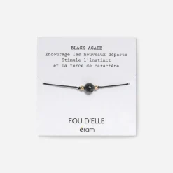Bracelet gris pierre black agate