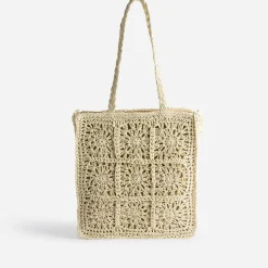 Cabas beige en paille papier