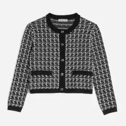 Cardigan noir tricot effet tweed