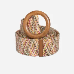 Ceinture beige tressage multico