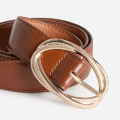 Ceinture cognac double boucle croisée