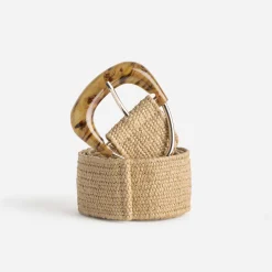 Ceinture large TEXTO beige tressée