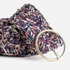 Ceinture marine, prune, écrue tressée