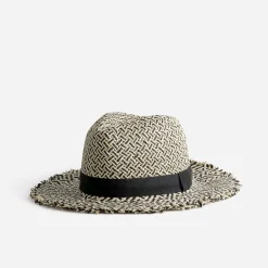Chapeau TEXTO beige et noir tressé