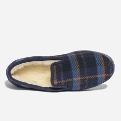 Charentaise marine fourrée à carreaux