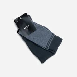 Chaussettes homme marine et bleu chiné