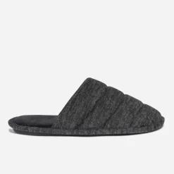 Chausson-mule gris effet matelassé