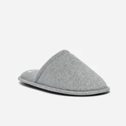 Chausson-mule gris en textile