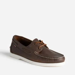 Chaussure-bateau marron foncé en cuir