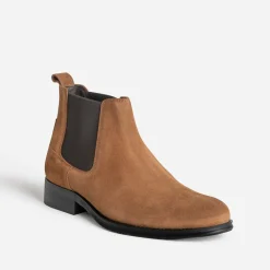 Chelsea boots camel cuir velours