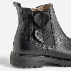 Chelsea boots éco-conçu BUGGY noir cuir décor cœurs