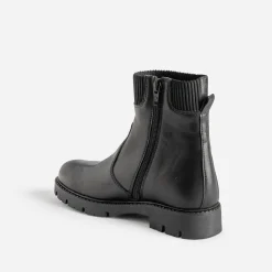 Chelsea boots éco-conçu BUGGY noir cuir tige élastiquée