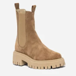 Chelsea boots cranté TEXTO camel cuir velours