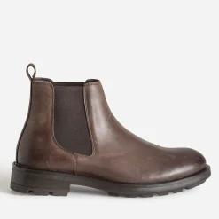 Chelsea boots marron en cuir brossé