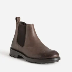 Chelsea boots marron en cuir brossé
