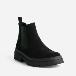 Chelsea boots noir cuir velours