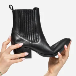 Chelsea boots santiag noir éco-conçu en cuir