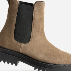 Chelsea boots TEXTO beige foncé en cuir velours