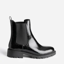 Chelsea boots TEXTO noir verni embossé effet python