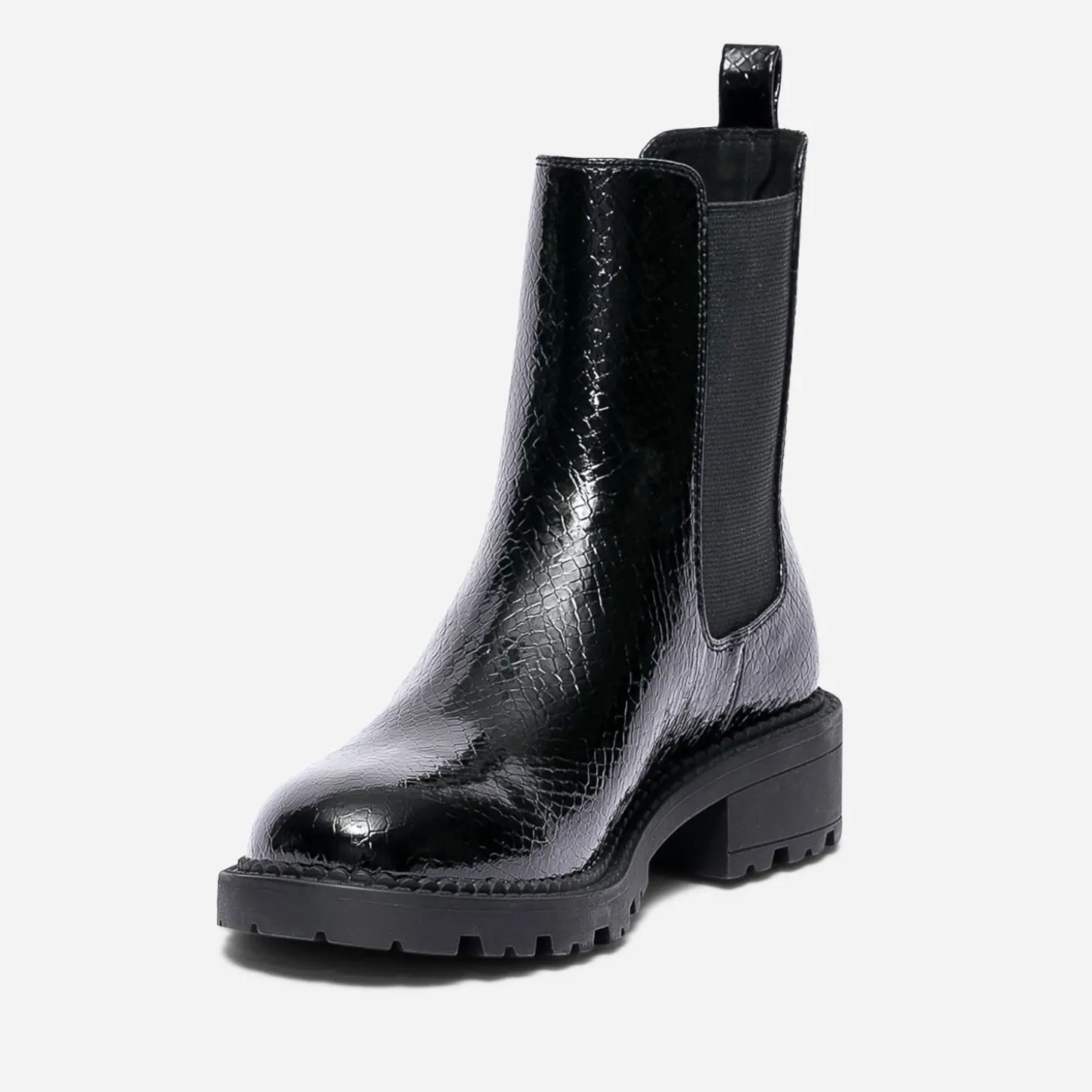 Chelsea boots TEXTO noir verni embossé effet python