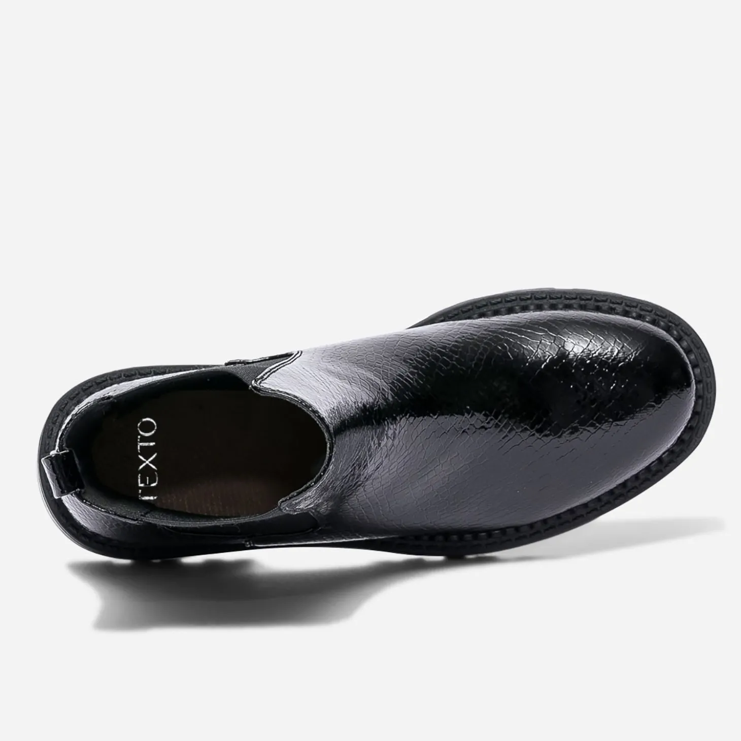 Chelsea boots TEXTO noir verni embossé effet python