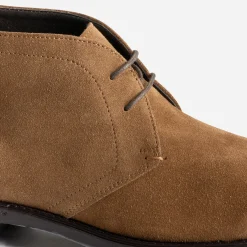 Chunky boots beige foncé cuir velours