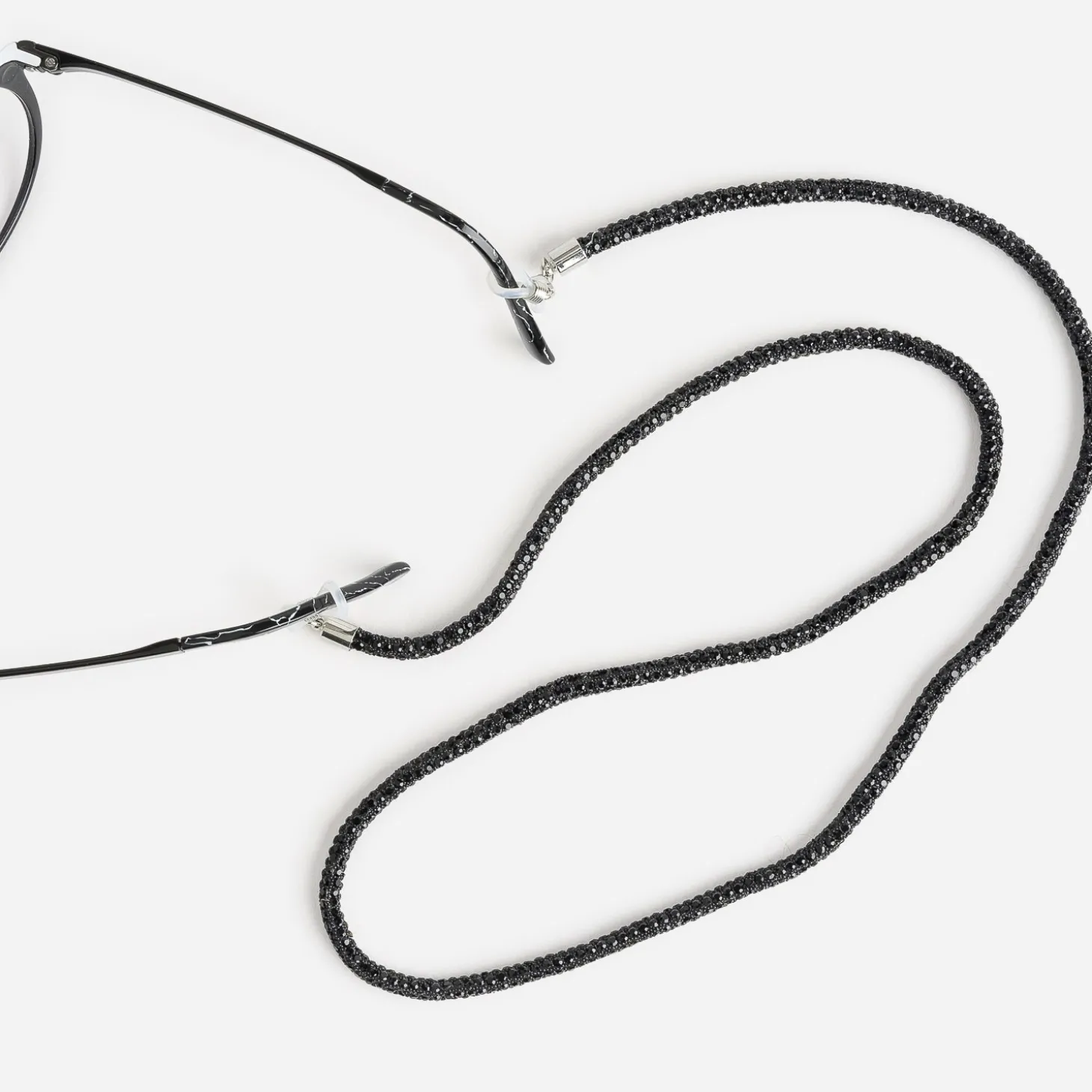 Cordon à lunettes noir strassé