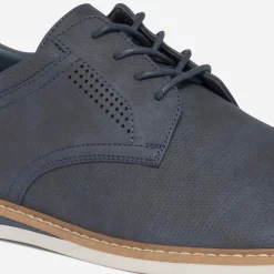 Derby bleu marine en cuir perforé