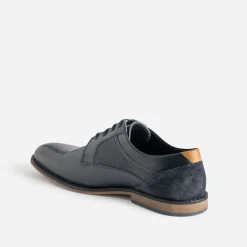 Derby éco-conçu marine cuir lacet marine