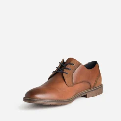 Derby cognac avec détails embossés