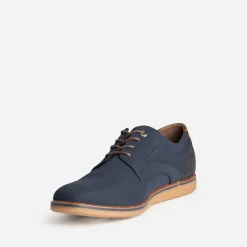 Derby confort bleu marine en textile rainuré