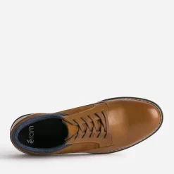 Derby confort camel mix cuir et textile