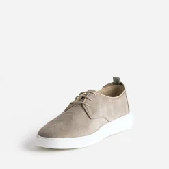 Derby confort taupe en cuir velours