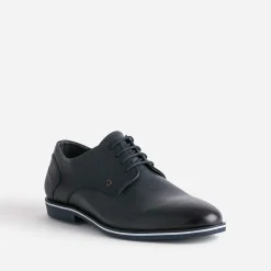 Derby marine en cuir