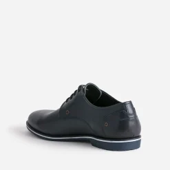 Derby marine en cuir