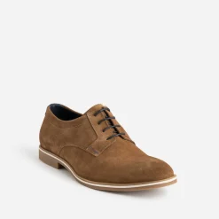 Derby marron clair éco-conçu en cuir velours