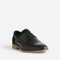 Derby noir cuir détails cuir velours