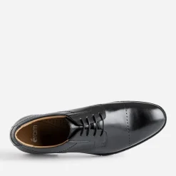 Derby noir en cuir ligne perforée