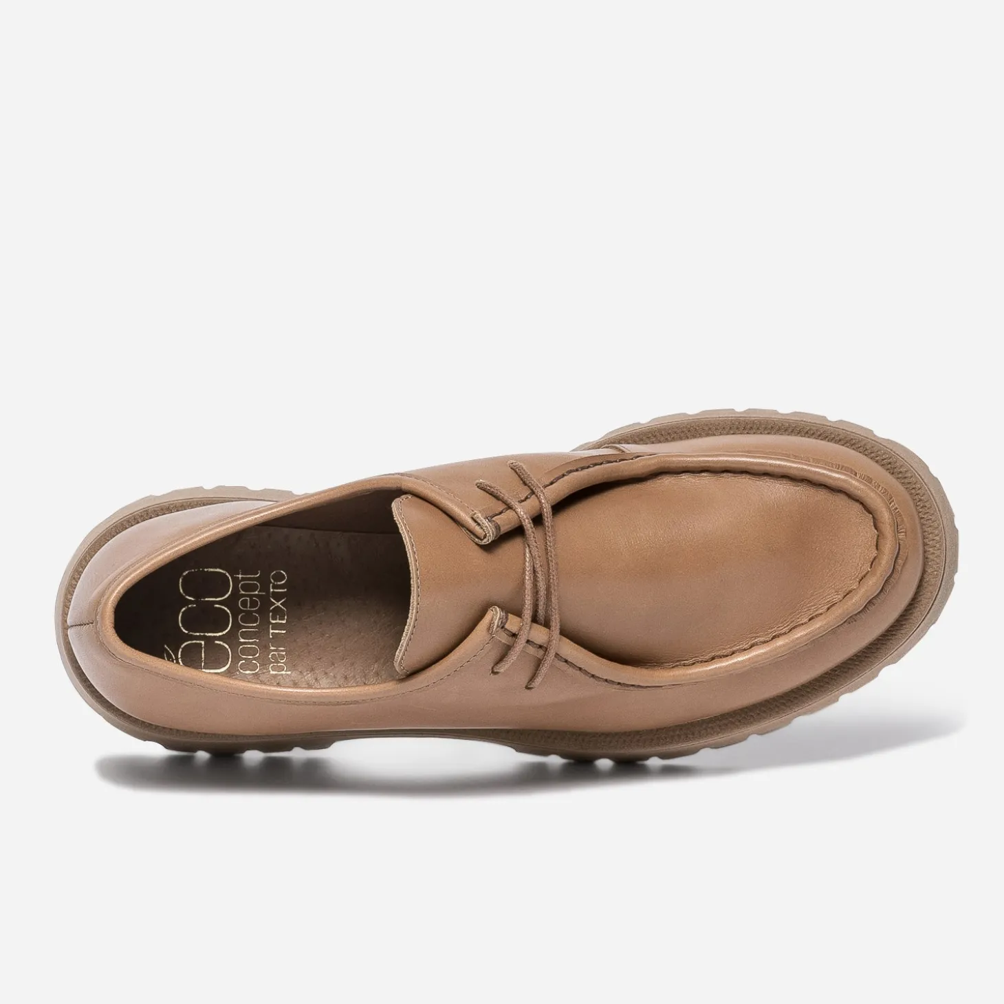 Derby TEXTO camel éco-conçu cuir à semelle crantée