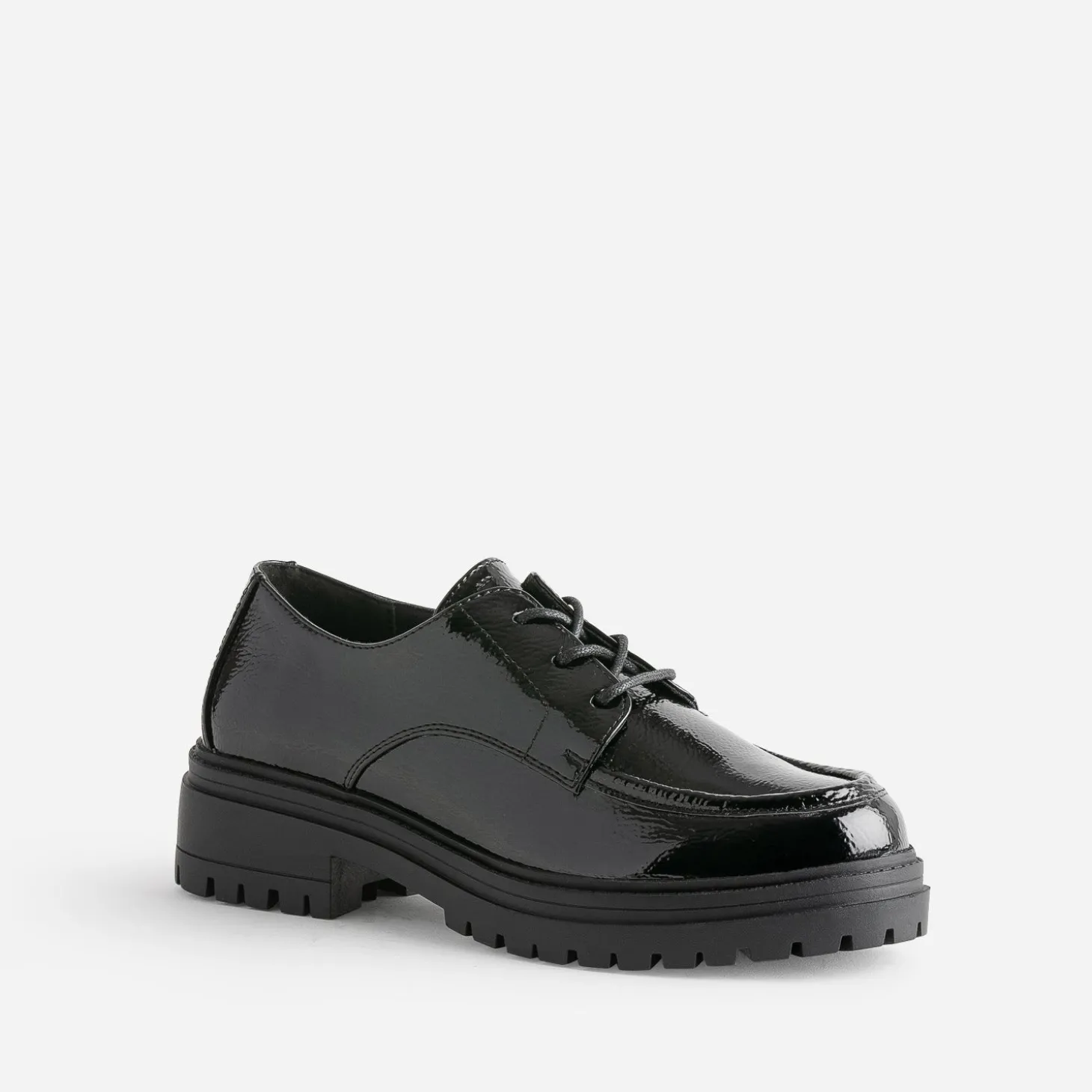 Derby TEXTO éco-conçu noir verni semelle crantée