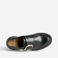 Derby TEXTO noir cuir maxi boucle