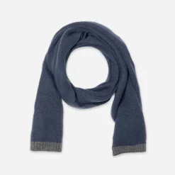 Echarpe marine bordée gris