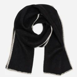 Echarpe noire bords brodés écrus
