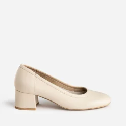 Escarpin beige clair en cuir