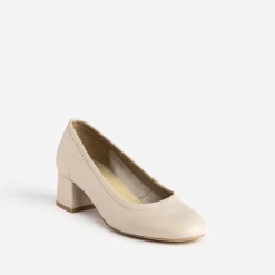 Escarpin beige clair en cuir